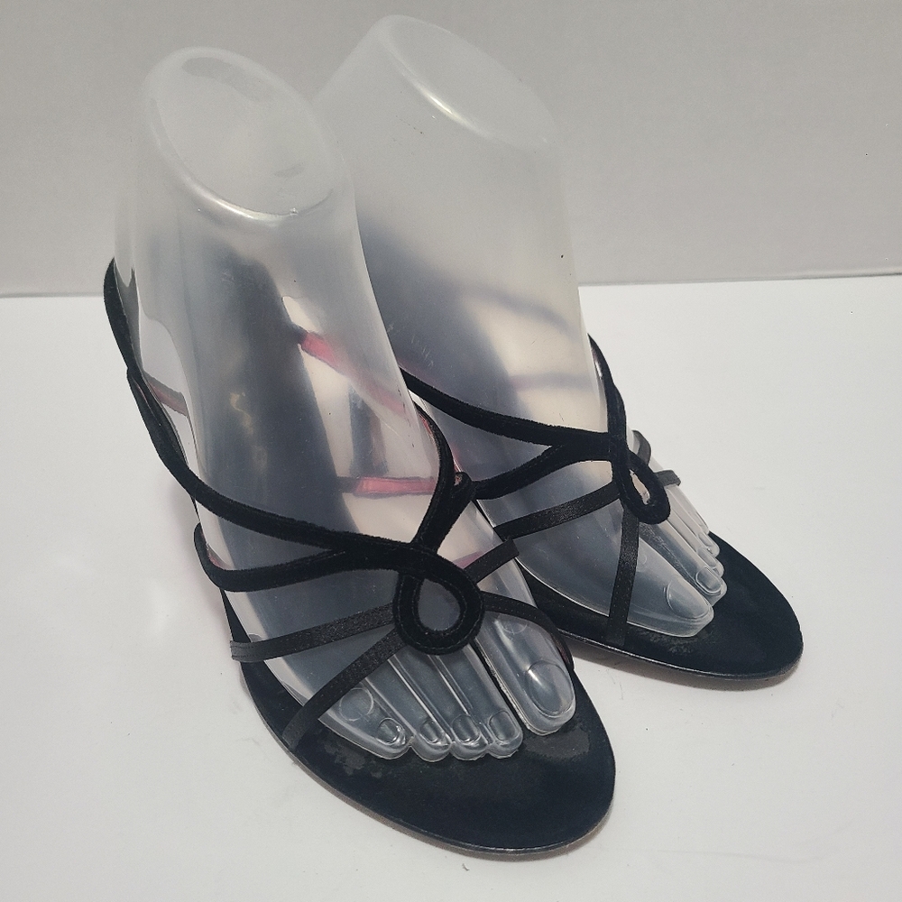 Nina Grazia Black Velvet Heel Sandal Y2K/Vintage Size 7.5‎